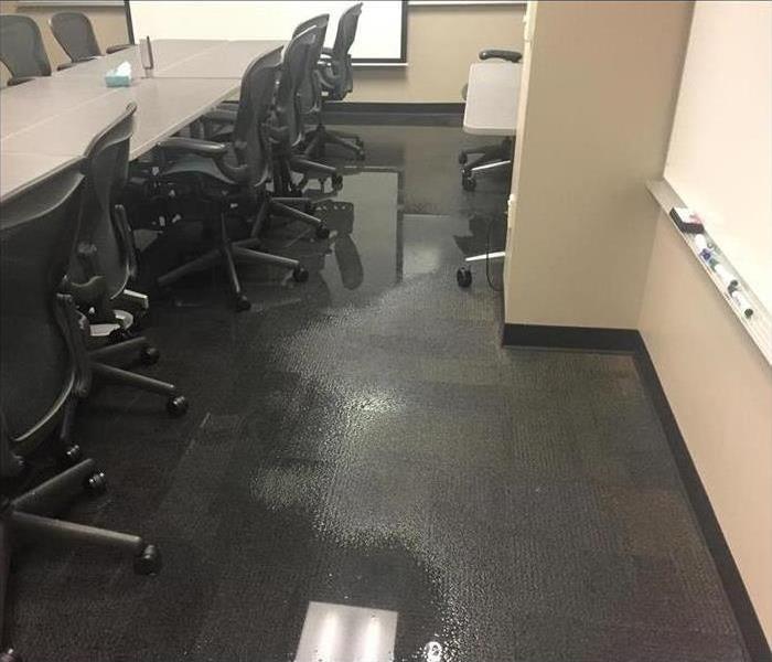 Commercial Water Damage office space with standing watr